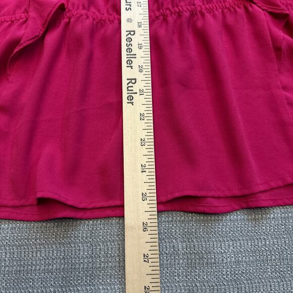 Chicos Shirt Womens size 2 / Large Pink Cinched Waist‎ Whimsy Flutter Sleeve - Picture 8 of 9